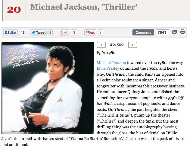Garderobe flåde efterligne The 500 greatest albums – no. 20 – “Thriller” (Michael Jackson) |  thecuriousastronomer